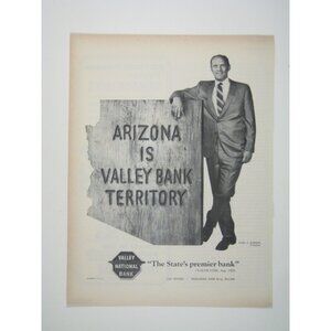 Arizona Map Valley National Bank Southwest ADVERT 1960s Vintage Print Ad M